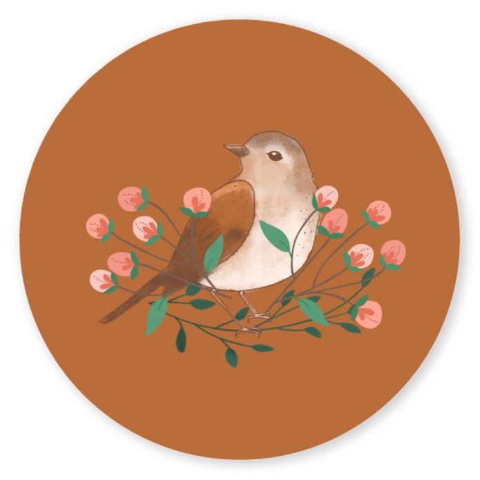 Sluitsticker vogeltje oranje Havva